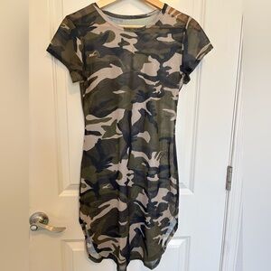 Mesh Camo Print T-Shirt Dress